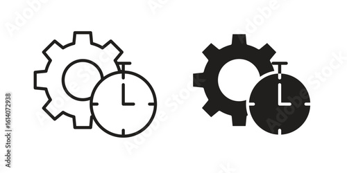 Productivity icon in a black stroke vector design and flat solid version on white background