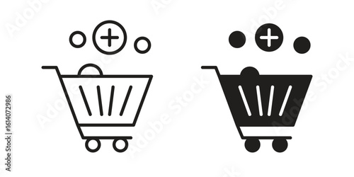 Procurement icon in a black stroke vector design and flat solid version on white background