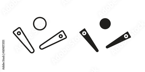 Pinball icon in a black stroke vector design and flat solid version on white background