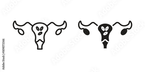 Pelvic inflammatory disease icon in a black stroke vector design and flat solid version on white background
