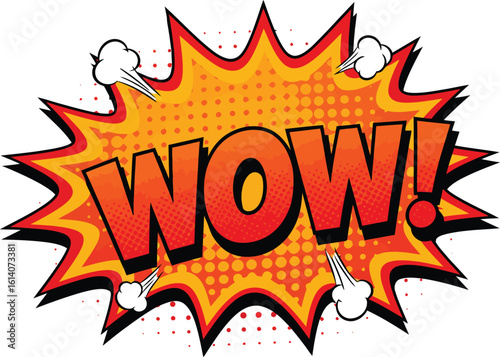 Comic book style pop art explosion with bold text and colorful design for sale or discount poster