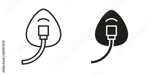 Oxygen mask icon in a black stroke vector design and flat solid version on white background