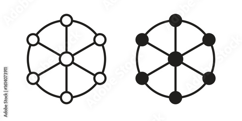 Multichannel icon in a black stroke vector design and flat solid version on white background