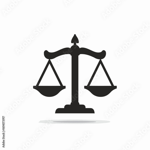 Simple flat design icon of the scales of justice, a symbol of law, fairness, and the legal system.