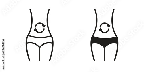 Metabolism icon in a black stroke vector design and flat solid version on white background