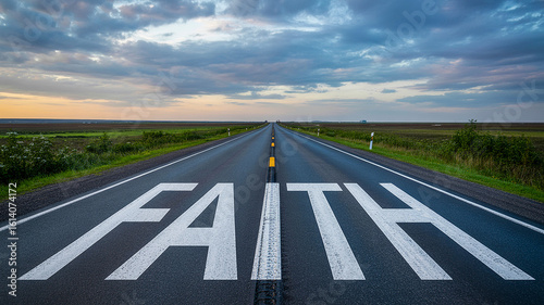 Wallpaper Mural Open road with inspiring message of faith under a beautiful sky across horizon Torontodigital.ca