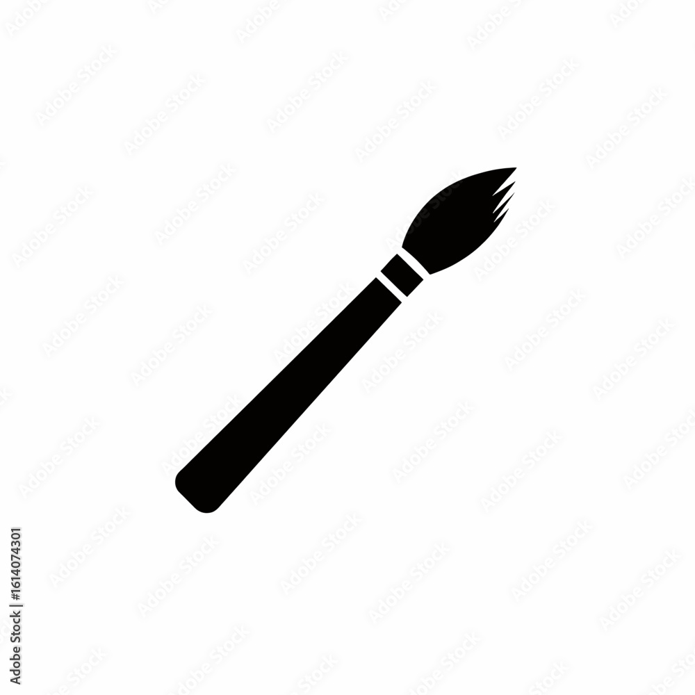 Fototapeta premium Simple Black Paintbrush Illustration Isolated on White Background