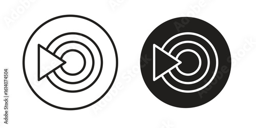 Livestream icon in a black stroke vector design and flat solid version on white background