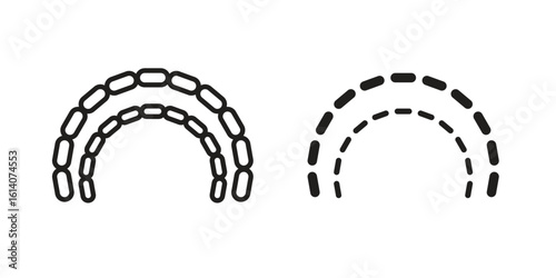Lingual braces icon in a black stroke vector design and flat solid version on white background