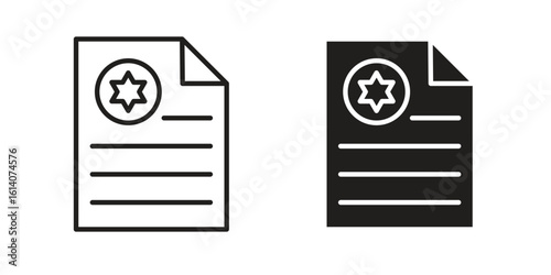License icon in a black stroke vector design and flat solid version on white background