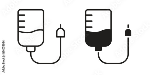 Intravenous icon in a black stroke vector design and flat solid version on white background