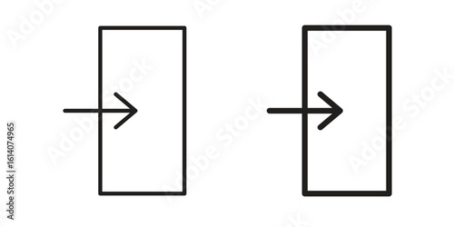 Inside icon in a black stroke vector design and flat solid version on white background