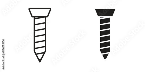 Implant Fixture icon in a black stroke vector design and flat solid version on white background