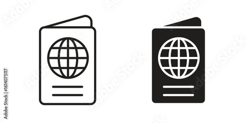 Immigration icon in a black stroke vector design and flat solid version on white background