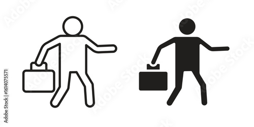 Going to work icon in a black stroke vector design and flat solid version on white background