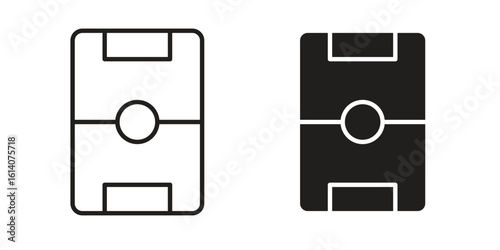 Football field icon in a black stroke vector design and flat solid version on white background