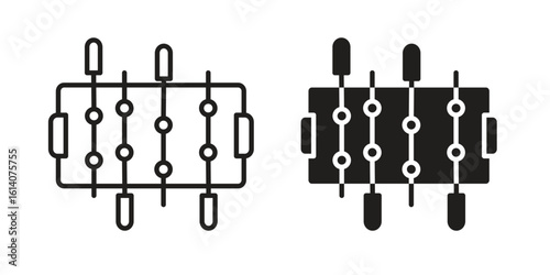 Foosball icon in a black stroke vector design and flat solid version on white background