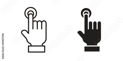 Finger control icon in a black stroke vector design and flat solid version on white background