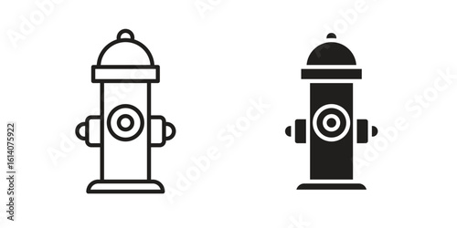 Fire hydrant icon in a black stroke vector design and flat solid version on white background
