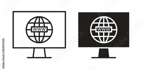 Domain icon in a black stroke vector design and flat solid version on white background