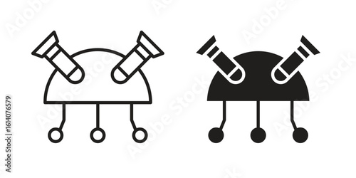 DOS icon in a black stroke vector design and flat solid version on white background