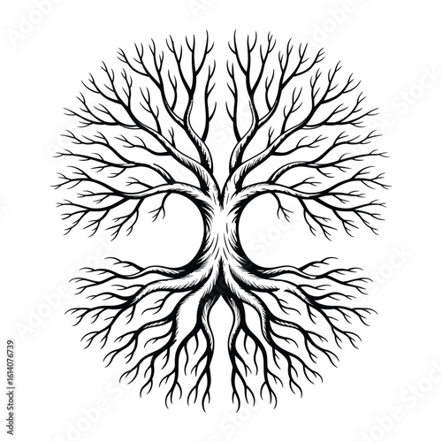 Black and White Tree of Life Illustration