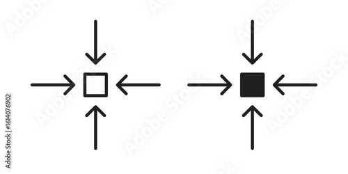 Compact size icon in a black stroke vector design and flat solid version on white background