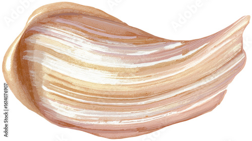 Watercolor a thick, goldenbrown paint stroke with white highlights, isolated on a transparent background
