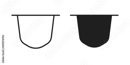 Coffee capsule icon in a black stroke vector design and flat solid version on white background