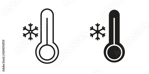 Cold icon in a black stroke vector design and flat solid version on white background