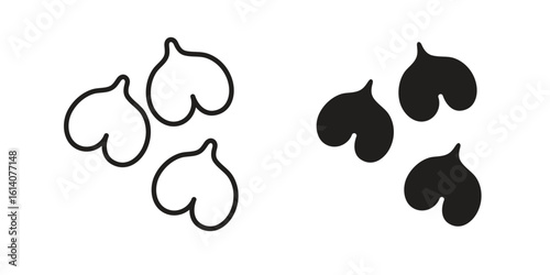 Chickpeas hummus icon in a black stroke vector design and flat solid version on white background