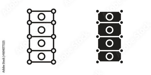 Car gasket icon in a black stroke vector design and flat solid version on white background