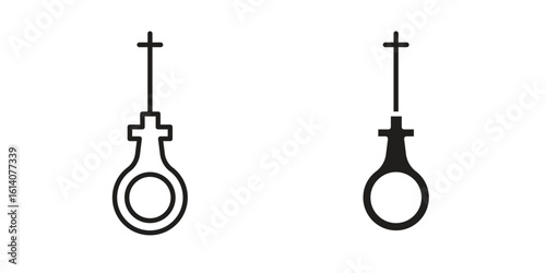 Car dipstick icon in a black stroke vector design and flat solid version on white background