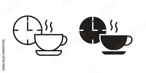 Break icon in a black stroke vector design and flat solid version on white background