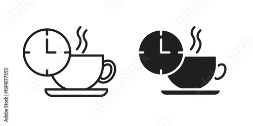 Break icon in a black stroke vector design and flat solid version on white background