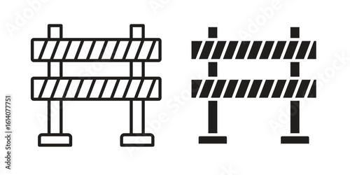 Barrier icon in a black stroke vector design and flat solid version on white background