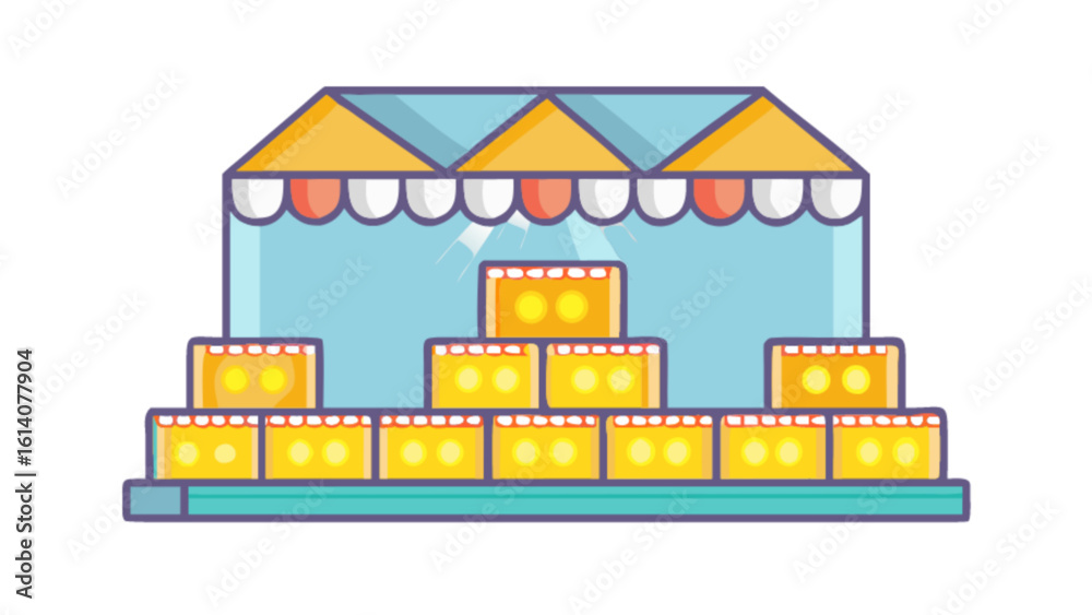 Cute cartoon market stall vector illustration for farmers market and small business design assets usage