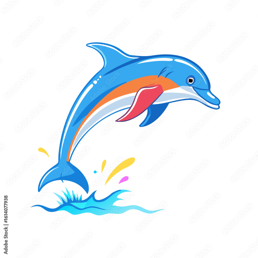 Fototapeta premium Color illustration of a dolphin