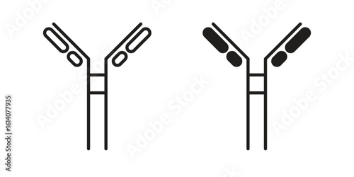 Antibody icon in a black stroke vector design and flat solid version on white background