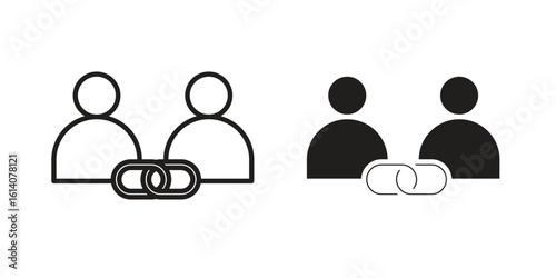 Affiliate link icon in a black stroke vector design and flat solid version on white background