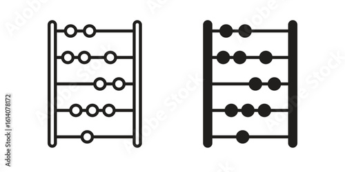 Abacus icon in a black stroke vector design and flat solid version on white background