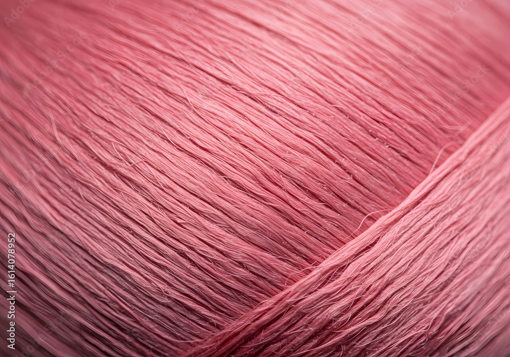 Fototapeta premium Close-up Textured Pink Yarn Natural Fiber Detail, Knitting Wool, DIY Crafting Material.
