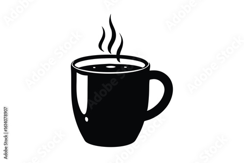 hot chocolate mug vector icon silhouette