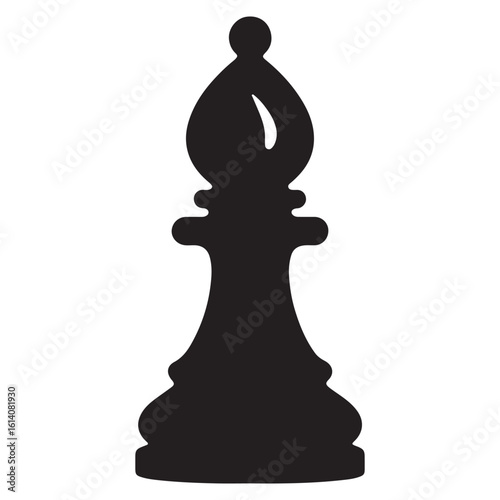 Stylized bishop chess piece with distinct cut and rounded base
