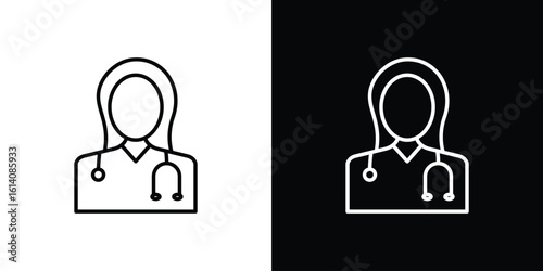 Woman Doctor icon. Simple flat symbol. Perfect Black outline pictogram illustration