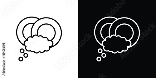 Washing dishes icon. Simple flat symbol. Perfect Black outline pictogram illustration