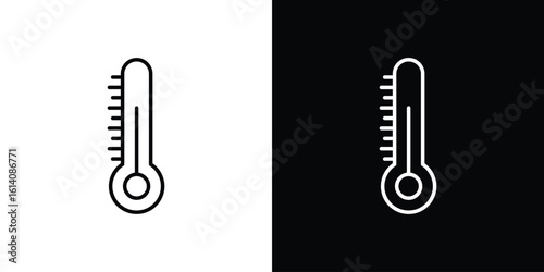 Thermometer icon. Simple flat symbol. Perfect Black outline pictogram illustration