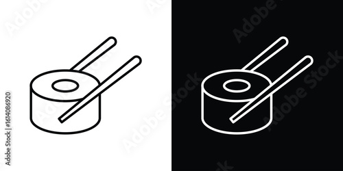 Sushi icon. Simple flat symbol. Perfect Black outline pictogram illustration