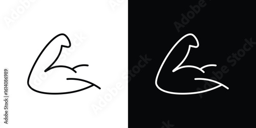 Strong arm icon. Simple flat symbol. Perfect Black outline pictogram illustration