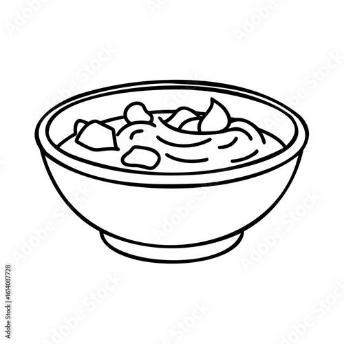 Bowl of chunky stew food soup vector illustration